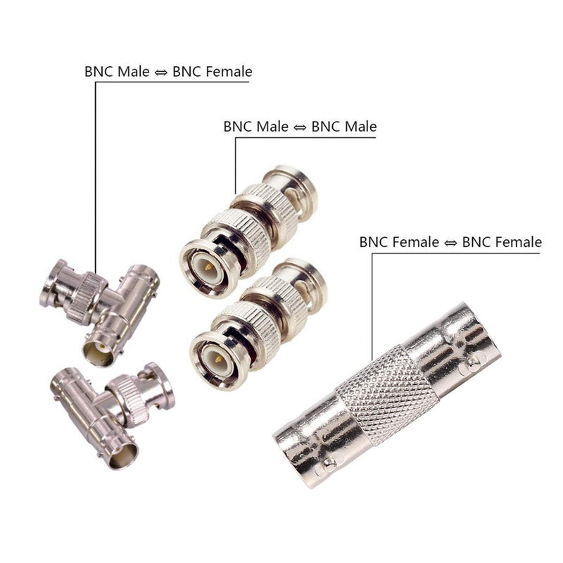 BeElion 20-Pack BNC Connector Kit - 5 M/M, 10 F/F, 5 T-Type Adapters - 75 Ohm Nickel-Plated Brass for CCTV Surveillance Cables, Satellite TV & Antenna Systems - Easy Tool-Free Installation - Image 2